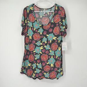 Womens NWT LuLaRoe Top Plus 2XL Classic T Floral Vacation Cruise Casual Summer